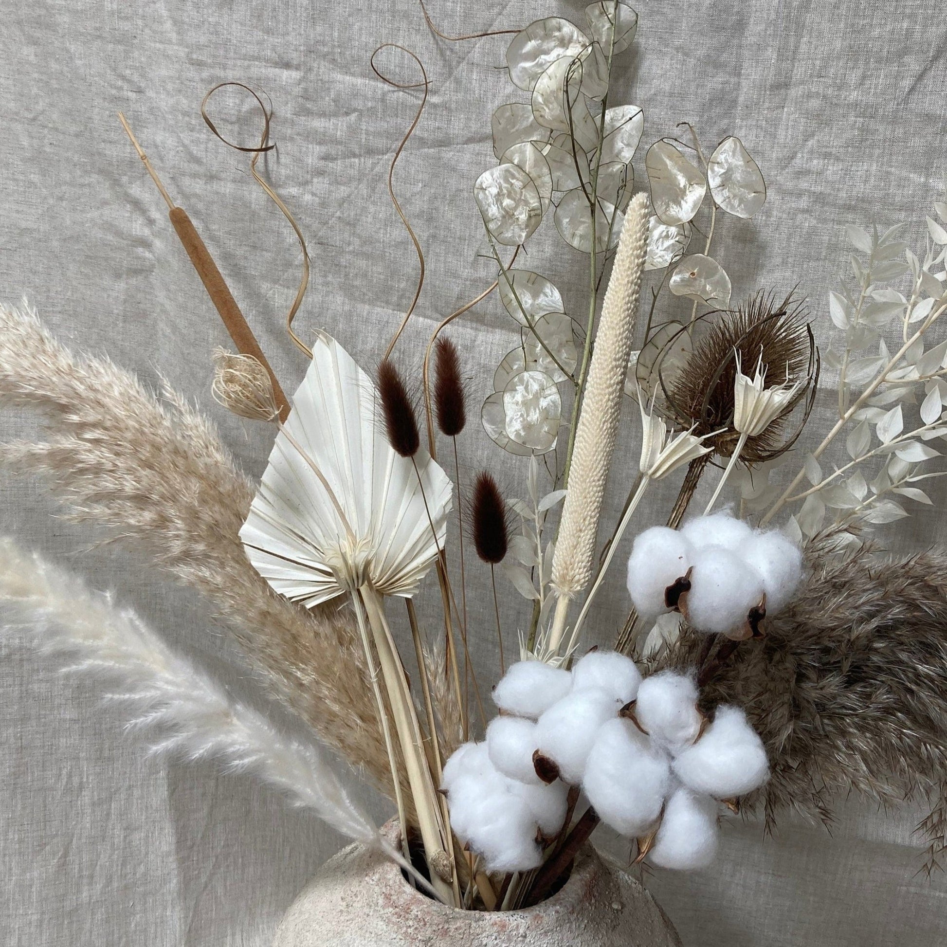 Boho Mix Dried Flower Bouquet with Cotton Stem - 65cm – Norfolk Pampas