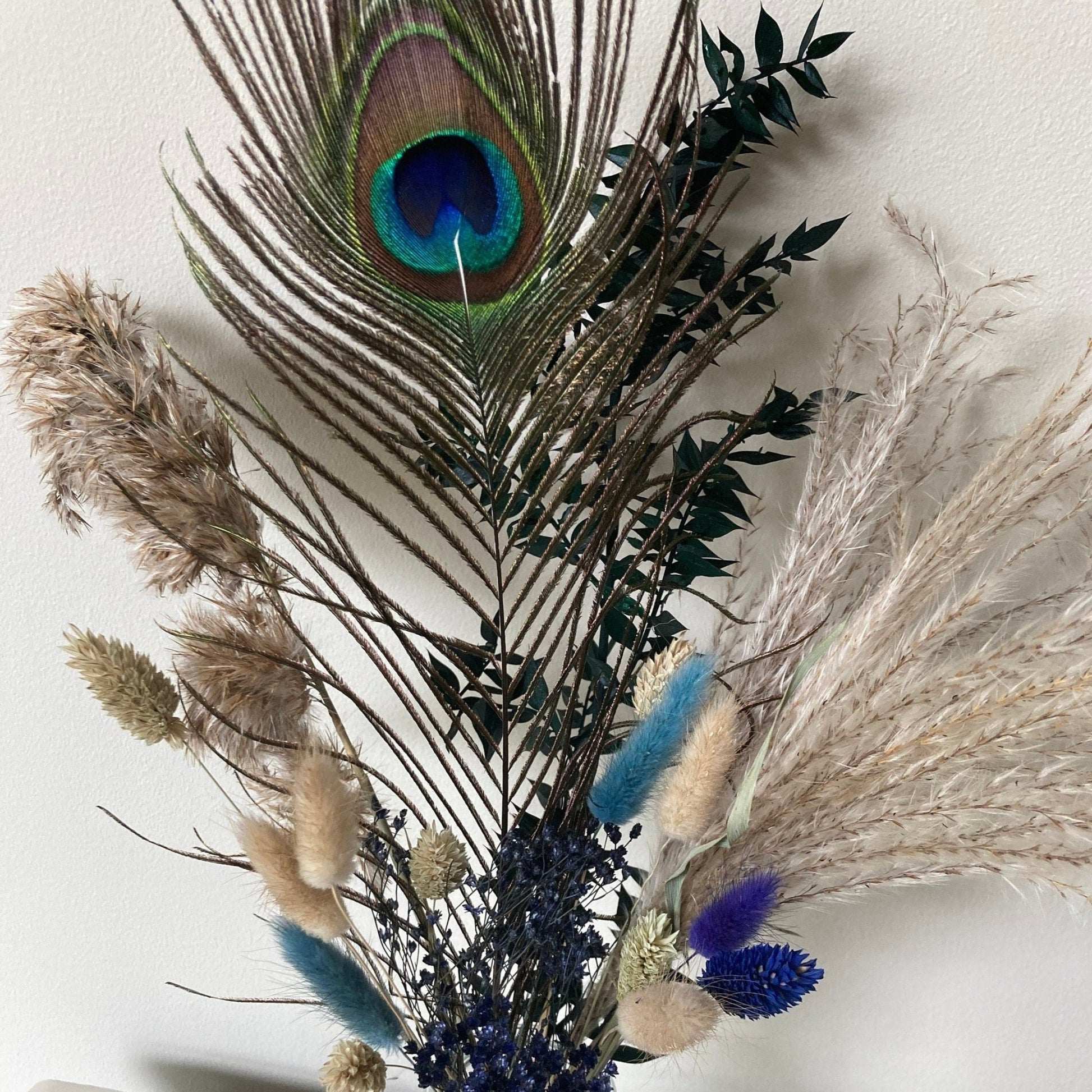 Pampas Grass and Peacock Bouquet 50cm - Norfolk Pampas