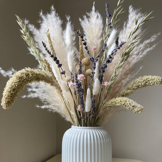 Tuscan Style Bouquet with Pampas and Lavender - 60cm - Norfolk Pampas